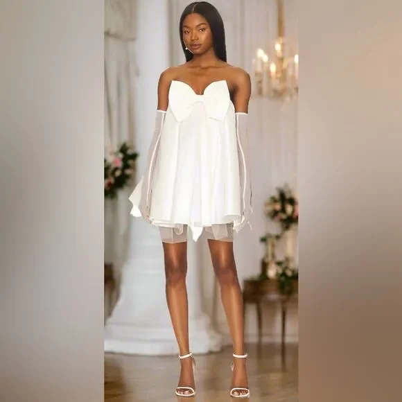 For Love & Lemons Clara Mini White Dress Size XS - Picture 6 of 10